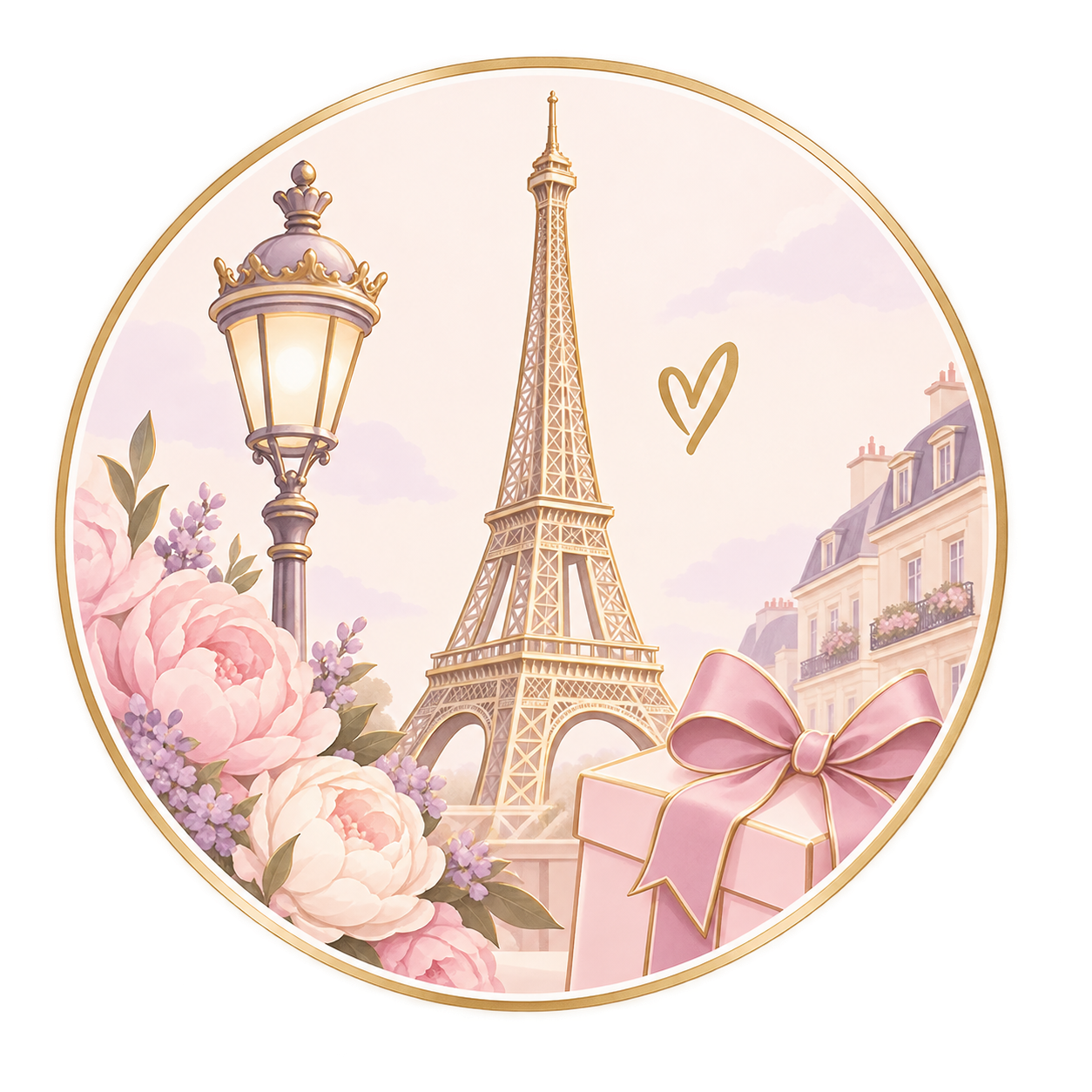Paris scene with gift box